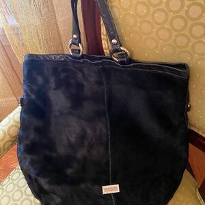 Tote. Cowhide black Italian leather hobo tote bag
